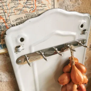 Ancien porte ustensiles de cuisine en tôle émaillée