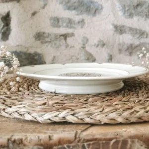 Assiette sur pied Vintage, Digoin Sarreguemines, Rose Art Déco