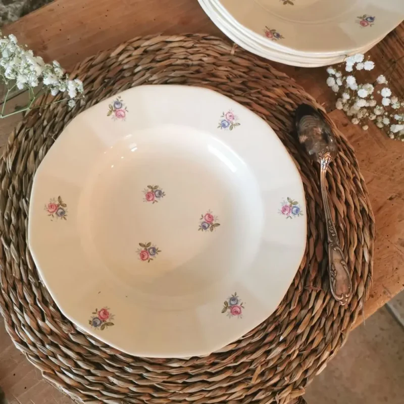 Assiettes creuses Digoin Sarreguemines petites fleurs