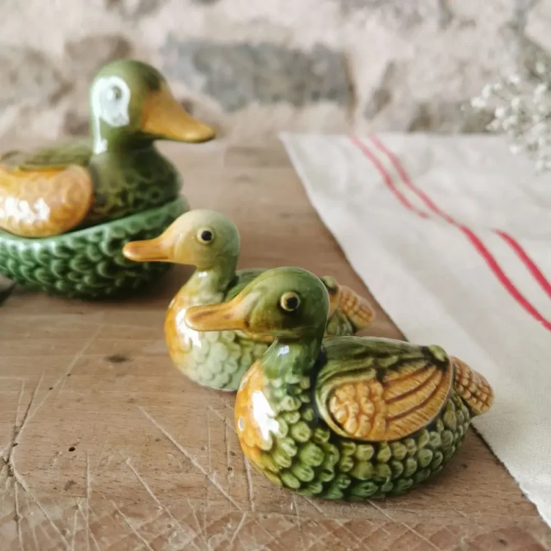 Barbotine canards, Salière Poivrière et pot à Moutarde Vintage