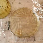 Cloche à gâteau Art Déco en verre jaune ambré 4 Cloche à gâteau Art Déco en verre jaune ambré