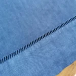 Drap ancien brodé SC, teint en Bleu 2 Drap ancien brodé SC, teint en Bleu