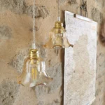 Duo de Lampes Baladeuses Vintage, Tulipe verre fumé