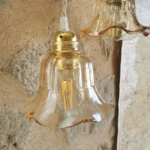 Duo de Lampes Baladeuses Vintage, Tulipe verre fumé