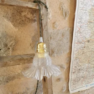 Lampe Baladeuse Globe mouchoir Art Déco, Cable Kaki