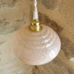 Lampe Baladeuse Vintage, Verre de Clichy Rose