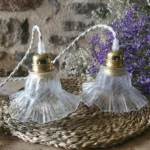 Paire de Lampe Baladeuse, Globe mouchoir ancien Art Déco