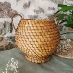 Panier Vintage Bourgne, vannerie artisanal en paille tressée 2 Panier Vintage Bourgne, vannerie artisanal en paille tressée