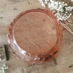 Saladier Art Déco en verre moulé rose Thanksgiving