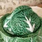 Soupière et Plat en Barbotine Chou Vintage