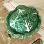 Soupière et Plat en Barbotine Chou Vintage