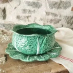 Soupière et Plat en Barbotine Chou Vintage