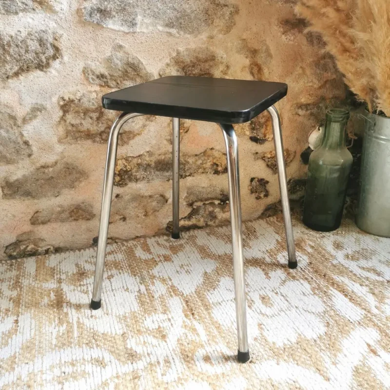 Tabouret vintage formica noir
