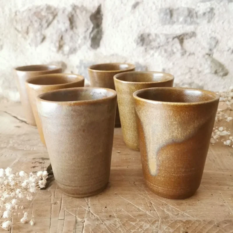 Tasse gobelet en grès Vintage Digoin