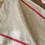 Torchon ancien en lin, grand liteau rouge de 1930