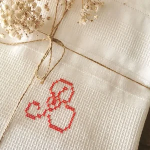 Torchon ancien nid d'abeille monogramme B